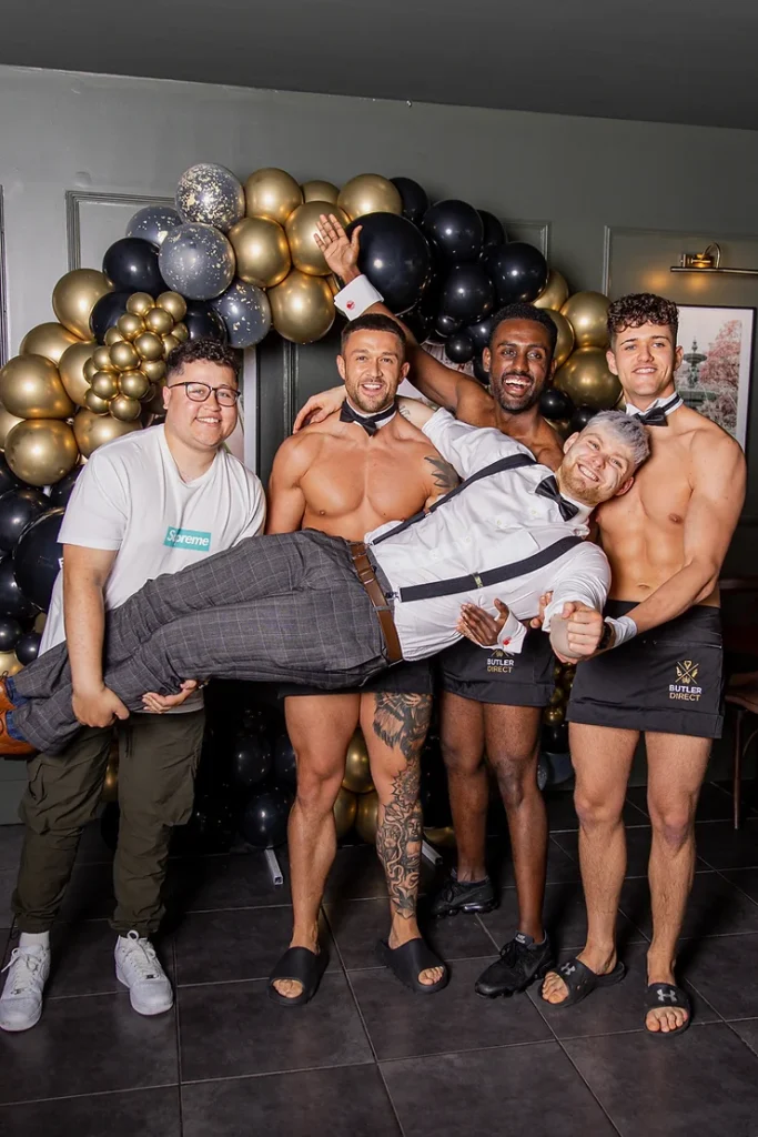 A butler in the buff running party games in Newcastle