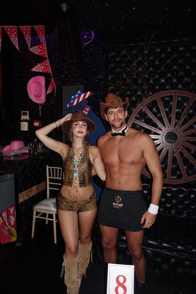 A butler in the buff at a hen party booking