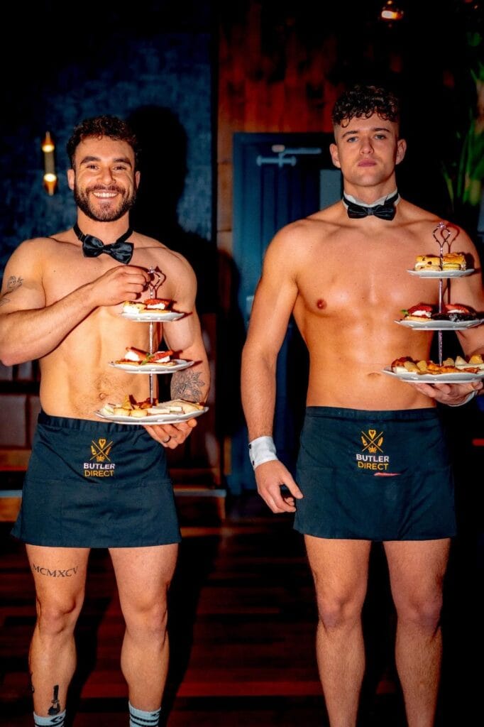 A butler in the buff behind the bar in North Wales