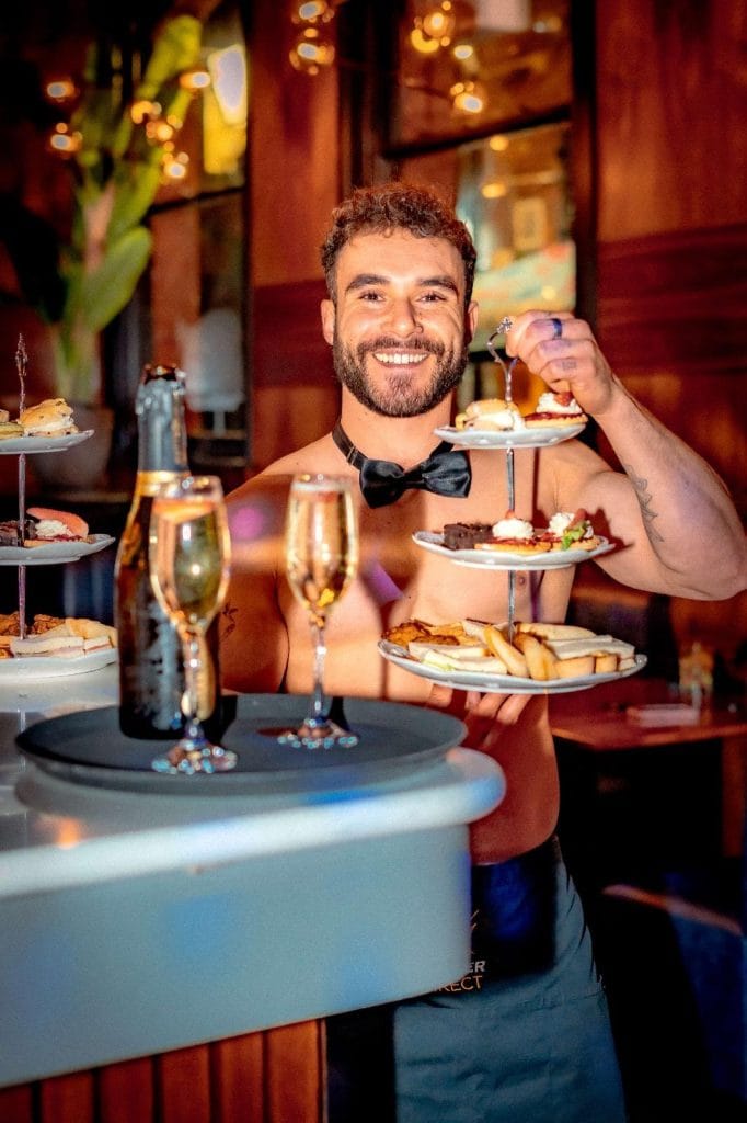 Hen party group with a butler in the buff in Newcastle