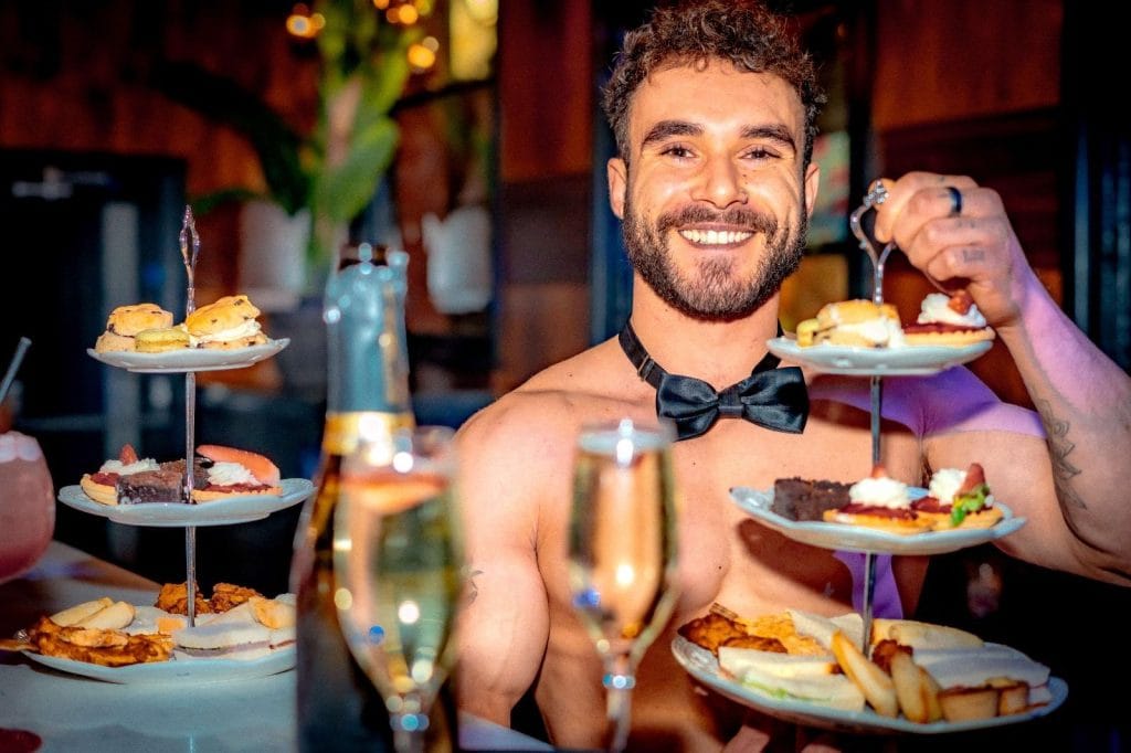 Afternoon tea and prosecco served by a buff butler in Leeds