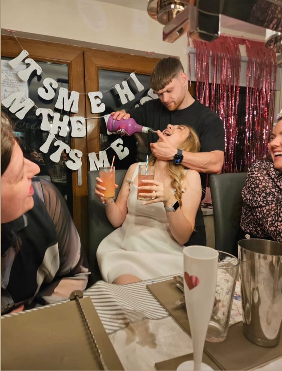 A butler in the buff at a birthday cocktail masterclass