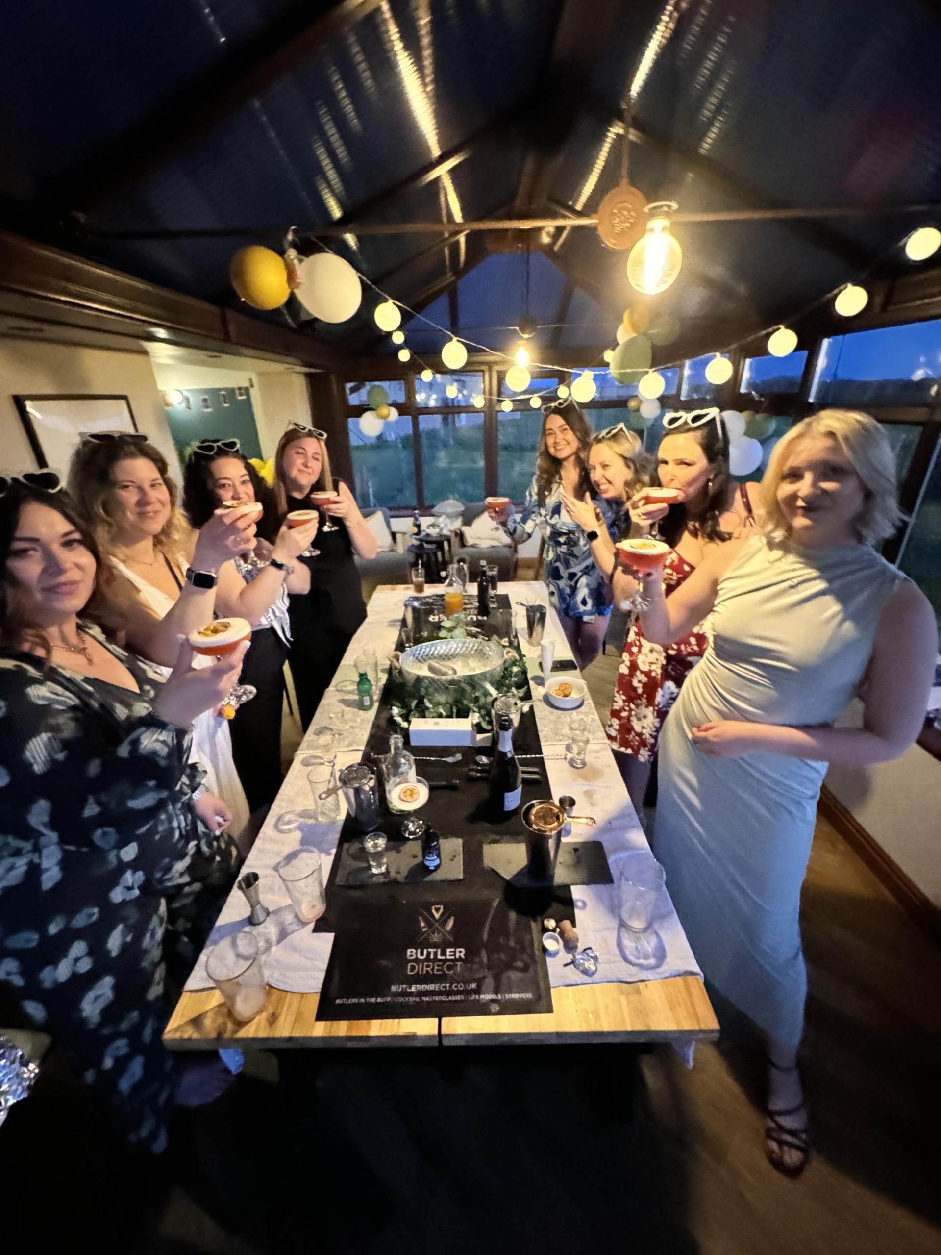 Hen party cocktail masterclass with a butler in the buff