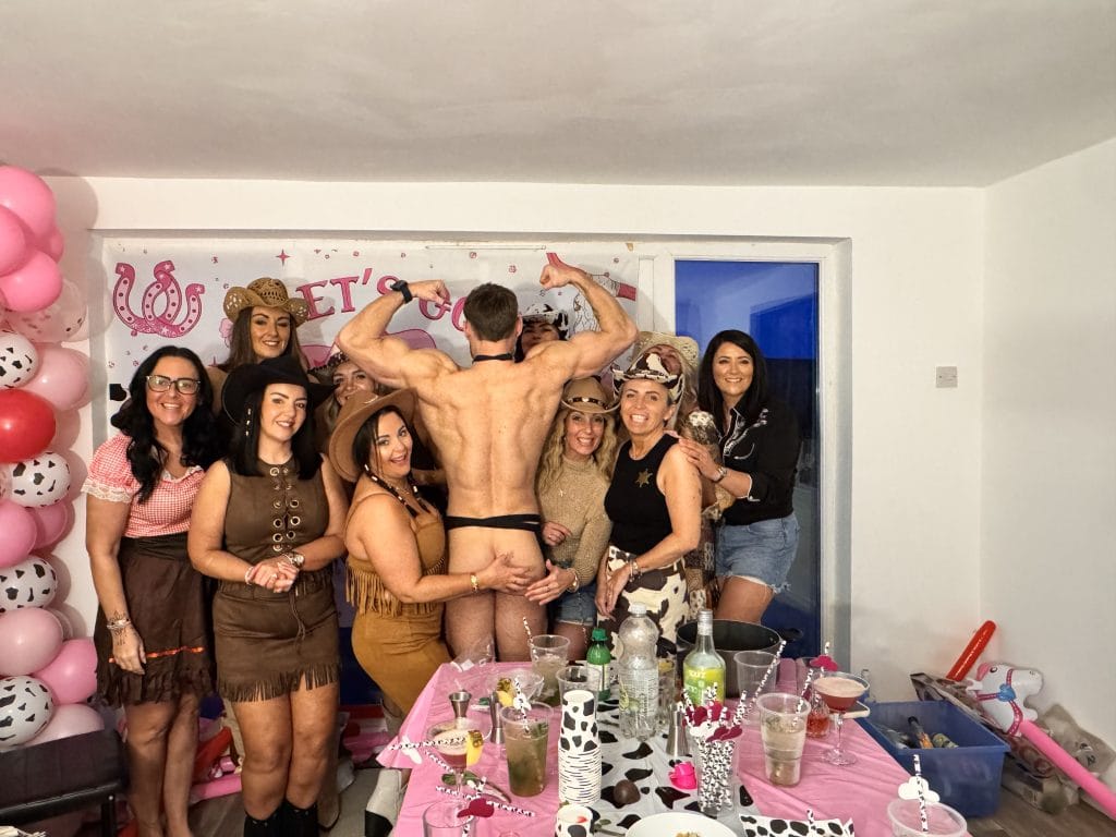 A butler in the buff serving drinks at a hen party in Newcastle