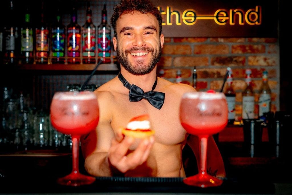 A butler in the buff hosting a cocktail masterclass in Anglesey