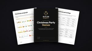The free Butler Direct Christmas party games pack, with Christmas party bingo and a Christmas emoji quiz